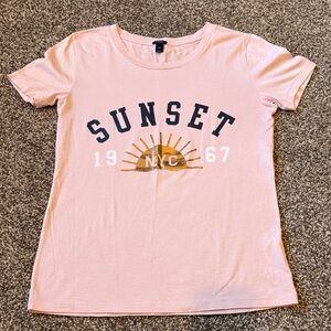 J. Crew Pink 'Sunset NYC' Short Sleeve Tee